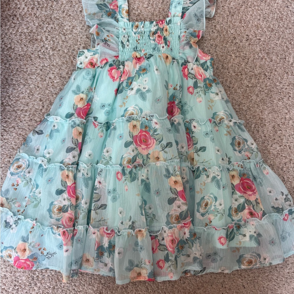 Cheeky Plum Green and Blue Ruffled Tiered Sundress